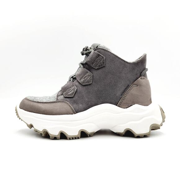 Sorel Women Grey Suede Waterproof Kinetic Breakthru Caribou Sneaker Boots Size 5 - Picture 6 of 7